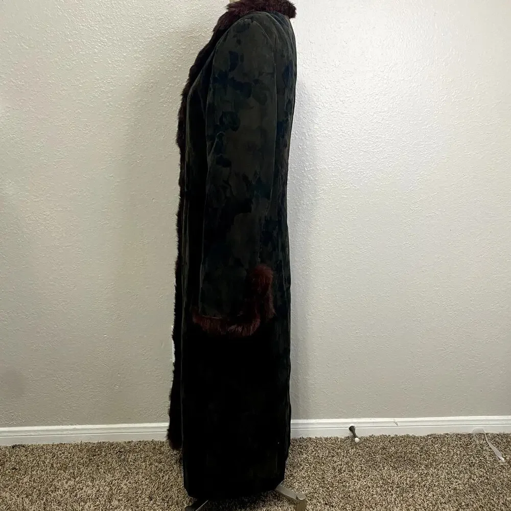 Vintage Madeline Velvet and Genuine Fur Trim Floor Length Coat Grunge Goth - Picture 14 of 16